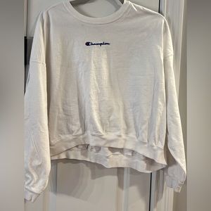 White Champions cropped thick t-shirt size large